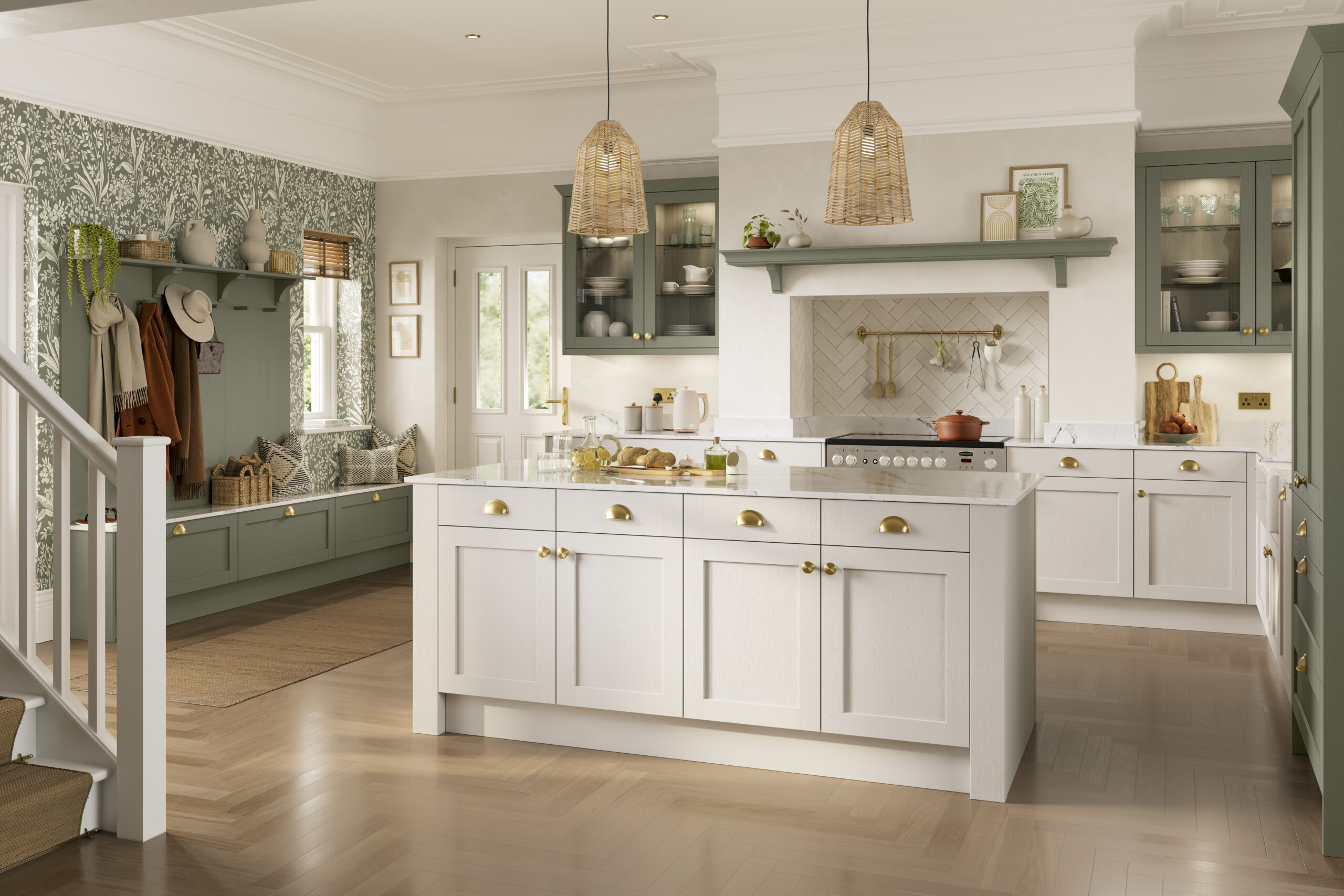 Langdale FernGreen Harbour Grey classic kitchen bentley kitchens scaled