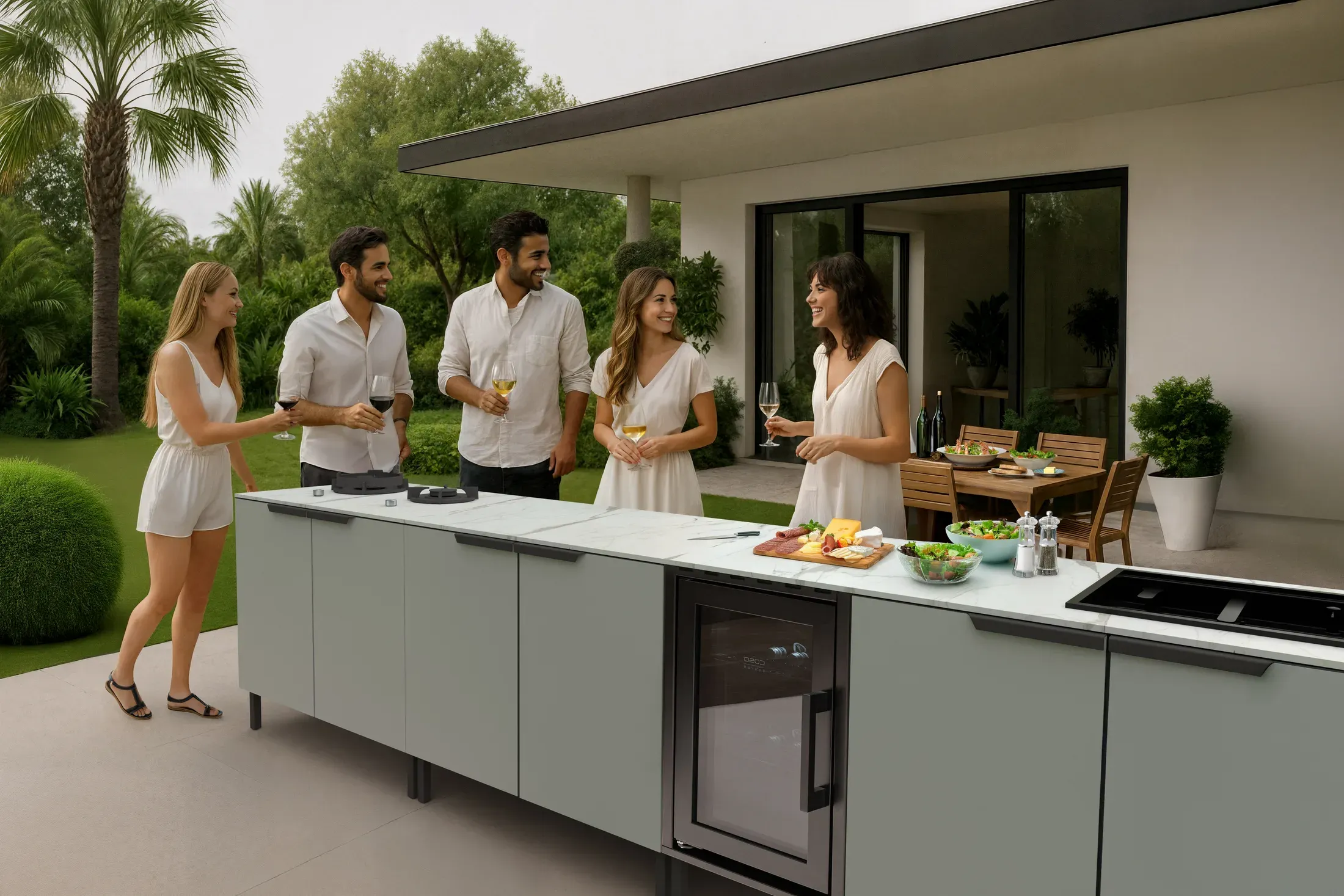 Q-boo outdoor kitchen at a garden party